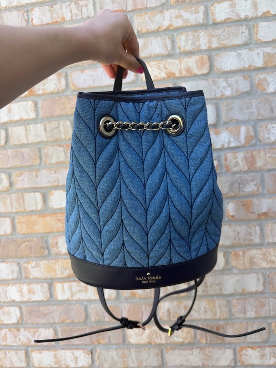 Kate Spade Handbags - KATE SPADE Denim Quilted Backpack Briar Lane Blue Chain
